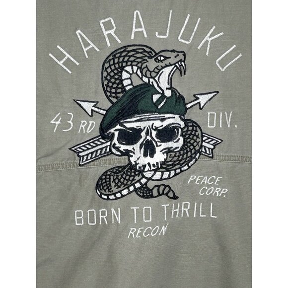 Cotton On Utility Surplus Jacket Mens Medium Harajuku Field Jacket Cargo Skull - Picture 3 of 12
